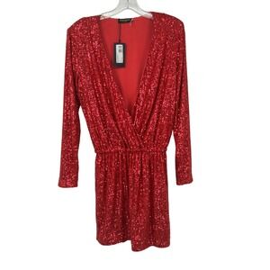New Ramy Brook Blair Pink Sequin Dress Size 2 V-Neck Plunge